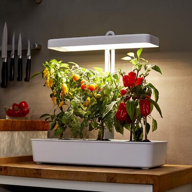 Гідропонна світлодіодна система вирощування рослин Лампа для рослин Світло для рослин Травяний сад Внутрішня садова лампа для вирощування 22 Вт 1350 люмен 10 саджанців Таймер з регулюванням висоти
