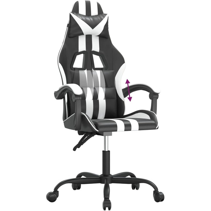 Геймерське крісло з функцією відкидання, штучна шкіра чорний/білий, 57,5x59,5x121-131 см, для ігрового досвіду Модель 3143823