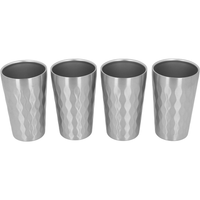 Чашки з нержавіючої сталі Luqeeg, упаковка з 4 шт. , 350 мл, двостінні вакуумні чашки для пиття, штабельовані металеві чашки, штабельовані небиткі склянки для пиття на свіжому повітрі, для подорожей, походів, пляжу