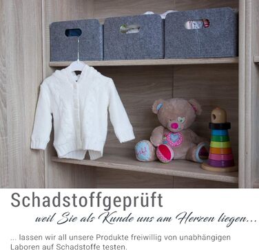 Набір із 3 складних кошиків для зберігання Luxflair з фетру, що можна прати, вересово-сірий/помаранчевий, 30x24x15 см. Органайзер, полиця, складана коробка, кошик для іграшок, фетровий кошик, набір із 3 предметів, вересово-сірий/помаранчевий