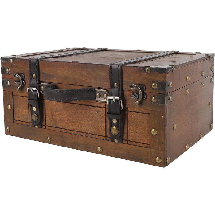 Дерев&39яний футляр для зберігання сумок Taidda у вінтажному стилі, багатофункціональна портативна валіза з виглядом вживаного одягу, органайзер для одягу, іграшок та фотореквізиту з сільським дизайном (великий)