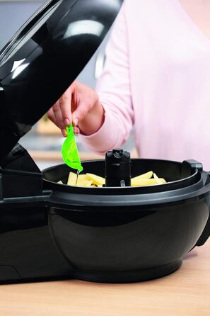 Аерофритюрниця Tefal YV9708 ActiFry Genius XL 2в1 з важелем для перемішування Переможець тесту 1,7 кг на 8 осіб 9 автоматичних меню 2 страви одночасно здорова фритюрниця без олії, чорна ActiFry Genius XL 2в1