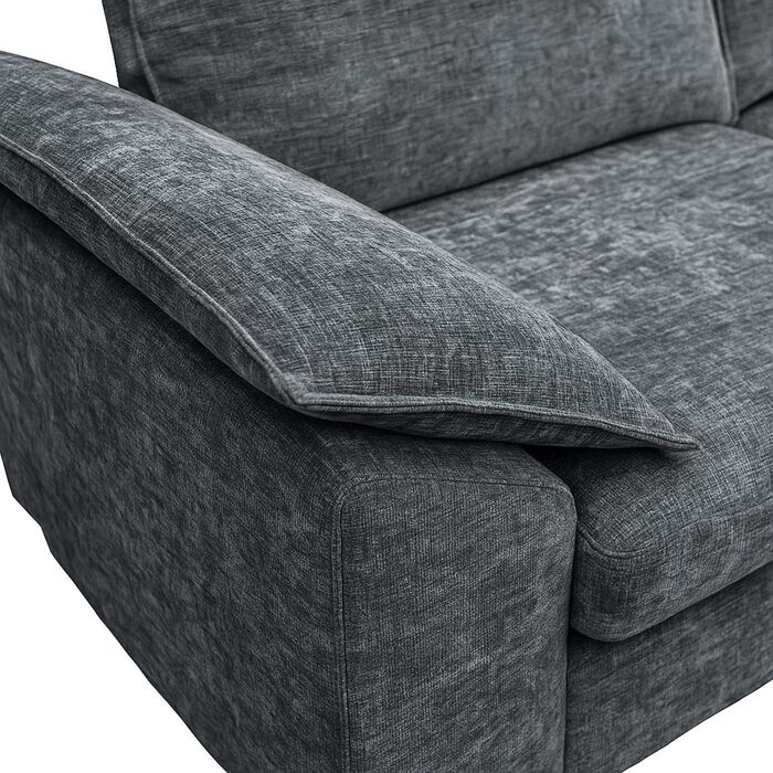 Комплект диванів Mendler HWC-O71, кутовий диван, L-подібний, зона відпочинку ліва/права, тканина/текстиль, дерево, 84x229x140 см - темно-сірий