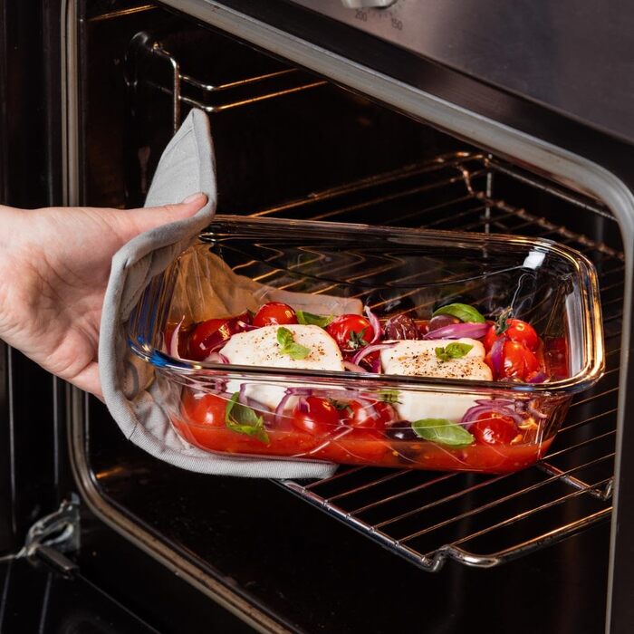 Багатоцільовий прямокутний контейнер з кришкою, 3 л, скло, прозоре, 0,376 x 0,317 x 0,25 см, 283PG00