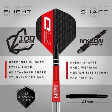Набір дротиків RED DRAGON Javelin Black Series Professional Steel з льотками та древками 24.0 грами