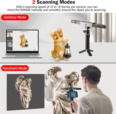 Сканер Revopoint Range, точність сканування 0,1 мм, швидкість сканування 18 кадрів в секунду, одна область сканування 360 мм x 650