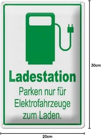 Металева табличка 30 х 20 см Станція зарядки електромобілів Парковка тільки для електромобілів для зарядки - DekoNo7