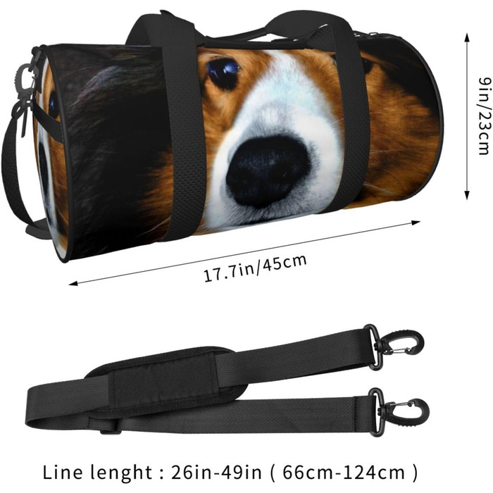 Спортивна сумка для подорожей, малюнок Шетландська вівчарка, Чорна, Універсальний розмір, Дорожня сумка