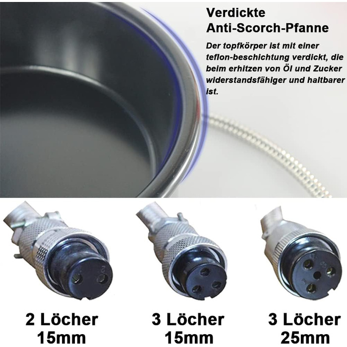 Аксесуари для машини для приготування попкорну EastMetal, 230 г Горщик для попкорну Ручна електрична машина для приготування попкорну Деталі Каструля проти опіку Універсальна легко чиститься для кукурудзи, закуски (3 отвори-15 мм)