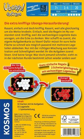 КОСМОС 712686 Убонго extrem, Відома гра в розкладання плитки як додаткова хитра гра для 1-4 осіб, від 7 років, сімейна гра, настіл