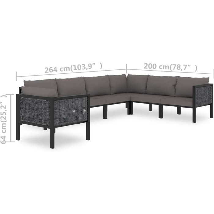 Комплект для відпочинку в саду з подушками Poly Rattan Anthracite, 7 шт.