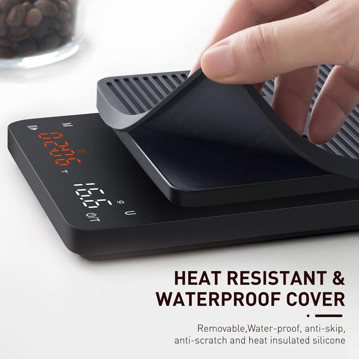 Цифрові кавові ваги Bagail з таймером 0,1 г Високоточні електронні кухонні ваги з великим дисплеєм та автоматичним зважуванням, пе