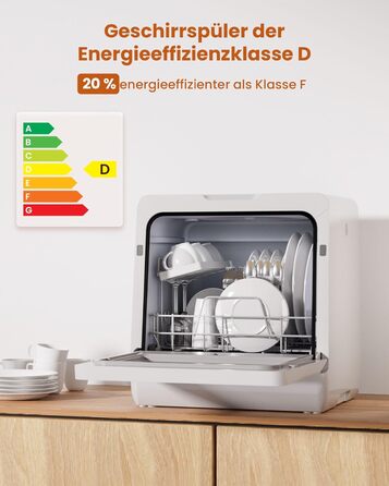 Настільна посудомийна машина з 8 програмами, блокуванням від дітей і відкладеним стартом