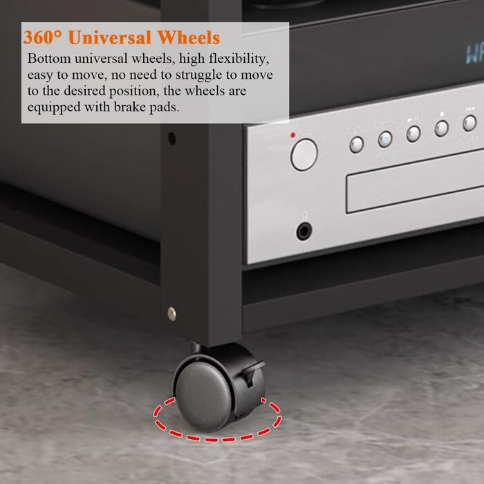 Аудіостека, полиця для Hi-Fi, аудіо-відео стійка з 6 рівнями, пересувна підставка для AV-медіа, кутова полиця з дерева, програвач програвача, шафа для стереокомпонентної консолі, відкрита полиця для домашнього офісу/кінотеатру, 6-рівнева червона