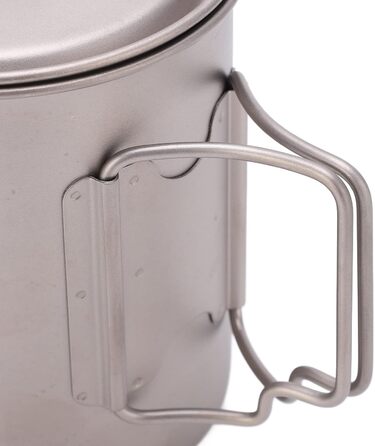 Титанова кружка FOUF, 750 мл, настінна ізольована кружка для кемпінгу, кемпінгова кружка зі складними ручками та кришкою, дизайн з нержавіючої сталі, портативна титанова кемпінгова каструля для кемпінгу, піших прогулянок та походів на природі