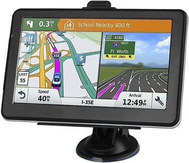 Навігаційні пристрої Riloer для автомобілів Універсальний GPS-навігаційний комплект, 7-дюймовий дисплей супутникової навігації з кронштейном FM-передавач, навігація по карті, багатомовні налаштування, відтворення MP3, з підставкою