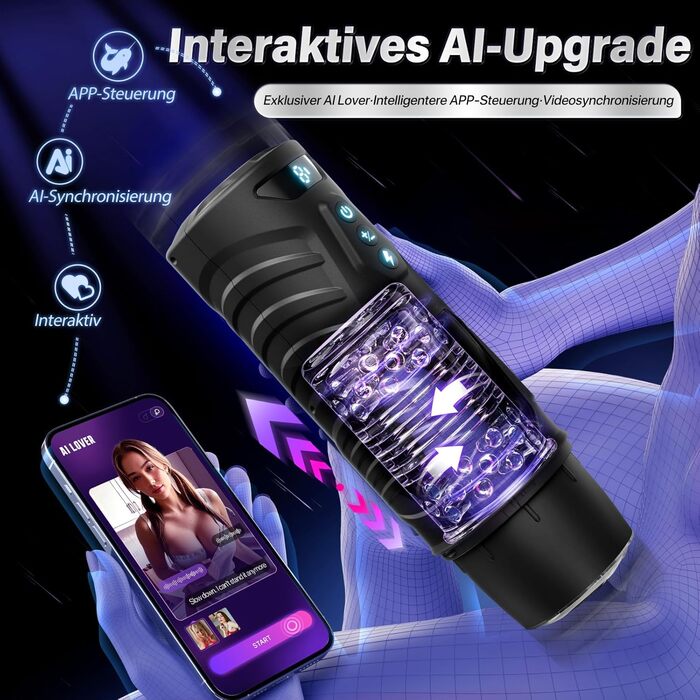 Мастурбатор Honeyexp для чоловіків, з AI-інтерактивом, 7 режимів, телескопічна функція та обертання