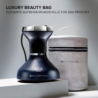 Фен-дифузор Bellissima Diffon Supreme Deluxe для кучерявого волосся, керамічне покриття з кератином, XL-дифузор, 3 температурні режими іонізація, дбайливе сушіння, чорно-сріблястий колір, XXL Beauty Bag