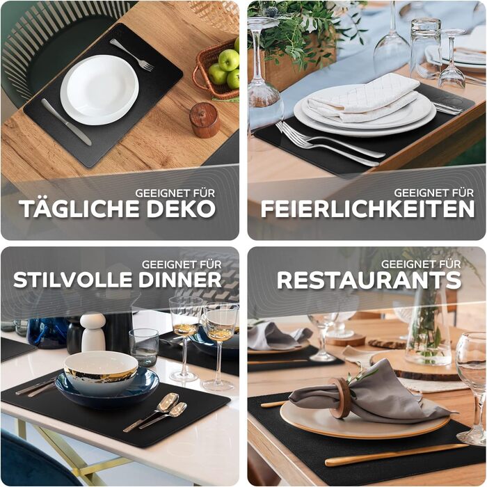 Набір з 4-х серветок Loco Bird з PU шкіри - серветки можна мити - серветка 43x30см - серветка чорна з обох сторін, серветка під шк