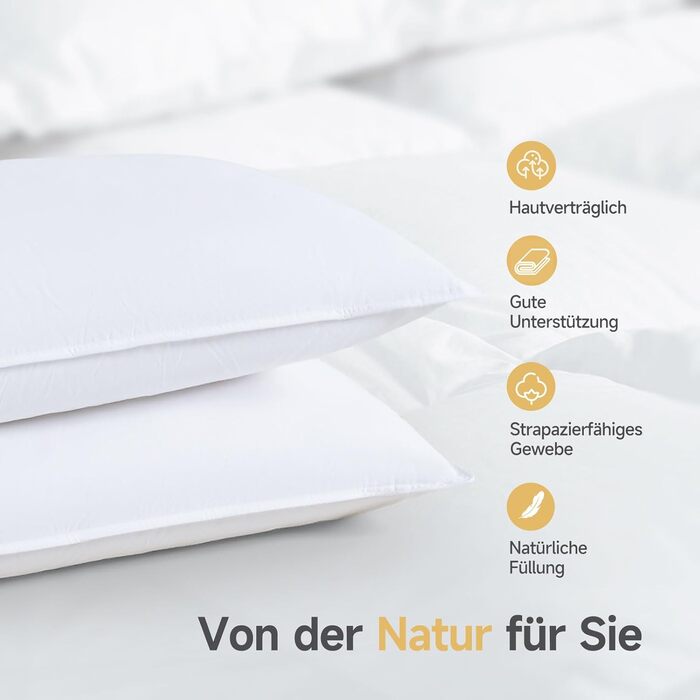 Пухова подушка Homyrium 40x80 см, трикамерна, наповнювач зовнішній 90 пух / 10 пір&39я внутрішній 100 пір&39я, чохол 100 бавовна (800 г, 1 упаковка) 40 x 80 см - 800 г 1 упаковка