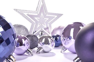 Набір різдвяних кульок 50 предметів фіолетові та срібні BRUBAKER