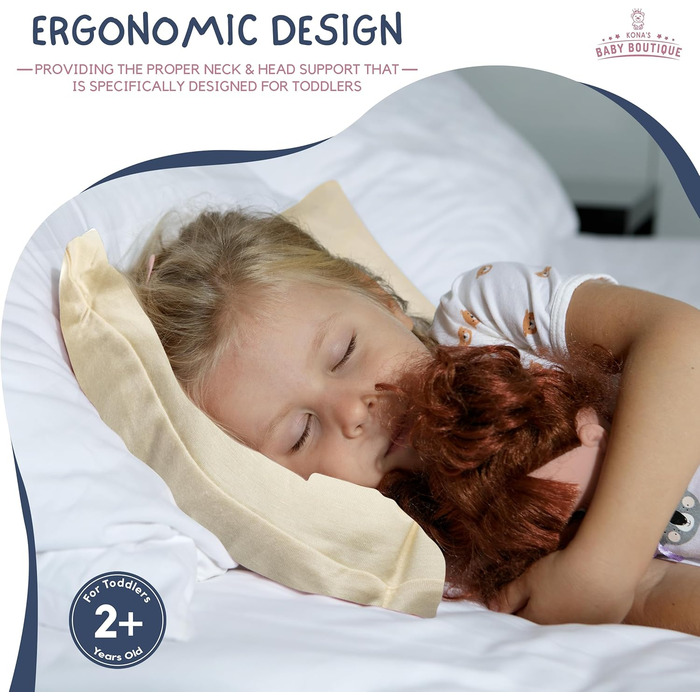 Подушка для малюків з ультрам'якою бамбуковою наволочкою, 33 x 45,7 см, ідеальна подушка для сну малюка, 2 роки, дихаюча дитяча по