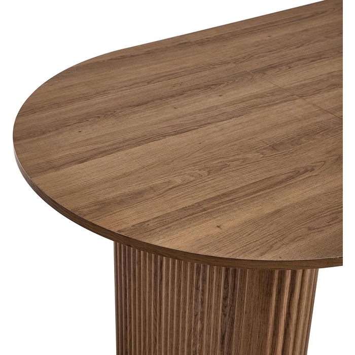 Овальний обідній стіл 180 см для 6-8 осіб сучасний фермерський стіл з поверхнею під дерево та стабільними еліптичними ніжками для кухні, їдальні, конференц-залу (темно-коричневий)