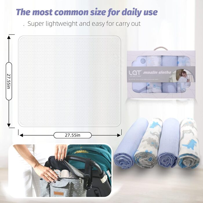 Дитячі муслінові пелюшки муслінові пелюшки муслінові пелюшки для відрижки набір з 4 муслінові пелюшки 70x70см бавовна дівчинка хло