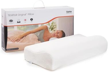 Оригінальна подушка TEMPUR. Ергономічна подушка для шиї з піни з ефектом пам&39яті середньої жорсткості для людей з малою/середньою статурою, сну на боці та спині, з чохлом, який можна прати, дуже велика (61 x 31 x 11,5/8 см), біла. Дуже велика.