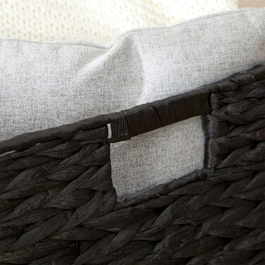 Набір кошиків CAO з 2 шт. , чорний - Кошики ручної роботи з водяного гіацинта, складні з міцними ручками. Кошик-поличка, кошик для зберігання. Універсальний для спальні, офісу, вітальні. Практичний, декоративний.