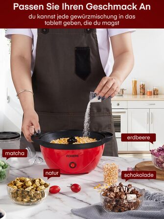 Машина для попкорну FOHERE, 3.5-літрова машина для дому, електричний попкорн-поппер з цукром та олією, антипригарне покриття, тиша та швидка, велика кришка як миска для подачі, для вечорів кіно