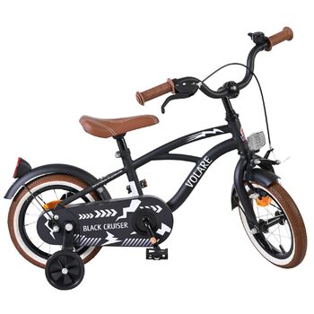 Дитячий велосипед Volare Black Cruiser 12 35 років Ручне та ножне гальмо, знімні бічні колеса, захист ланцюга та світловідбивачі Регульоване сідло Подарунок для дівчаток та хлопчиків