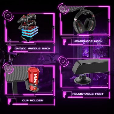 Ігровий стіл Himimi 160x75 см, ергономічний великий ігровий стіл, Т-подібний комп'ютерний стіл для ПК-геймерів з великою підставко