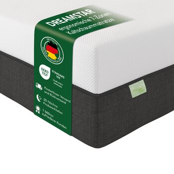 Матрац DREAMSTAR Sky Flex Duo H2/H3 з холодної піни з гелевим шаром Висота 18 см Ергономічний 7-зонний матрац Сертифіковано Oeko-Tex Гіпоалергенний та антибактеріальний Висота 80 x 200 см 18 см 80 x 200 см