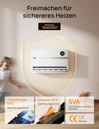 Розумний електричний обігрівач Dreo, настінний конвекторний обігрівач потужністю 2000 Вт з пультом дистанційного керування та застосунком, коливання 120, 5 режимів, 3 швидкості, 24-годинний таймер, енергозберігаючий керамічний обігрівач PTC з термостатом