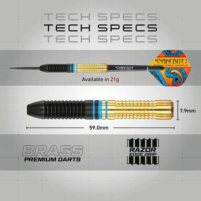 Набір дротиків RED DRAGON Peter Wright Snakebit проти Gerwyn Price Iceman DWC зі сталевим наконечником, виготовлений з латуні, з льотками та древками