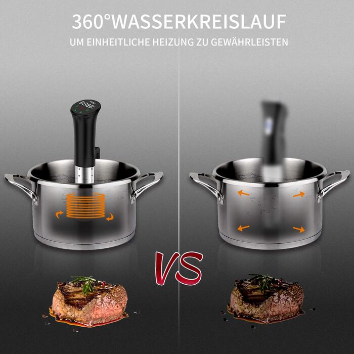 Плита су-від, точний циркуляційний насос для занурення в каструлю, 3D-потужна тиха циркуляція води, з низьким вмістом олії та низьким вмістом жиру, здорове харчування чорне (БАГАТОРАЗОВЕ)