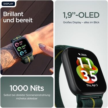 Чохол для Motorola Moto Watch Fit (фітнес-функції, керування Moto AI, 1,9-дюймовий OLED-дисплей, Gorilla Glass 3, IP68, до 16 днів роботи від акумулятора, BT, 32 МБ/256 МБ, Android) Trekking Green