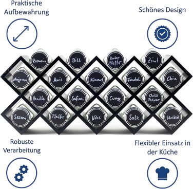 Дерев&39яна підставка для спецій сертифікована FSC підставка для спецій для шафи підставка для спецій для дверцят шафи, кухонний органайзер без свердління (чорний)