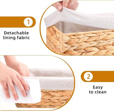 Плетений кошик для зберігання OUTBROS, кошик-органайзер для полиць, кошики для зберігання туалетного паперу, декоративна коробка з підкладкою, 2 шт., водяний гіацинт