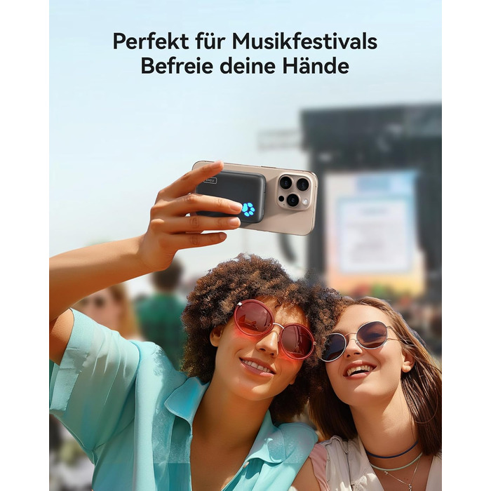 Магнітний зовнішній акумулятор, USB C in&Out Wireless Powerbank швидка зарядка для iPhone 16/16 Plus/16 Pro/16 Pro Max, iPhone 15/