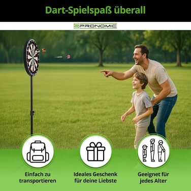 Стійка для мішні для дартсу Pronomic DA-45S - Тримач для мішні - Сталева стійка для дартсу - Безступінчасте регулювання висоти, чорний колір
