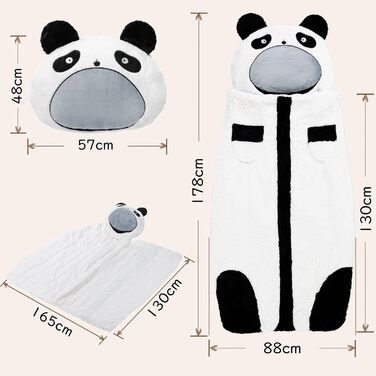 Дитячий спальний мішок 178 x 88 см, складний, дитячий спальний мішок з подушкою та блискавкою, м&39який теплий, багатофункціональний, ковдра для дитячого садка, спальний мішок чорно-білий