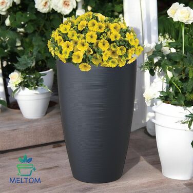 Квітковий горщик MELTOM зі знімною вставкою, круглий, горизонтальні смуги (антрацитовий, XXL-58 см) XXL-58 см антрацитовий