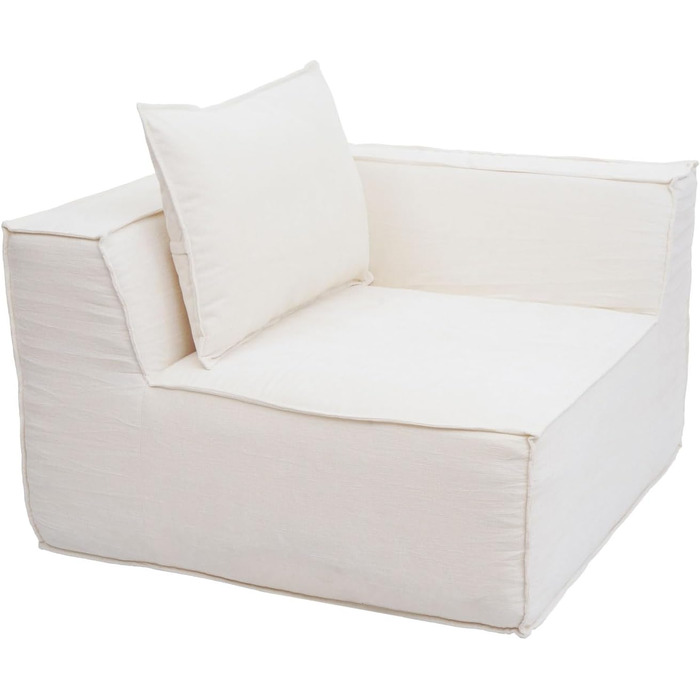 Диван-готель з оттоманкою, модульне розкладання праворуч/ліворуч, тканина/текстиль 63x270x190 см - кремовий, 54