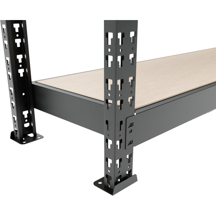 Стелаж для зберігання Metalkas MEGA-MET 500 з 4 полицями з МДФ, 180x180x60 см, вантажопідйомність полиць 500 кг, полиці з регулюванням висоти, надміцний стелаж, стелаж для підвалу, стелаж для майстерні, виготовлений з металу, чорний 180x180x60 см/вантажоп