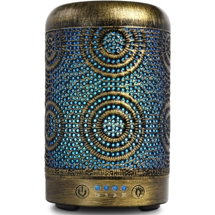 Зволожувач повітря зволожувач аромадифузор, металевий дифузор ручної роботи для ефірних масел, автоматичне вимкнення, 7 кольорів,