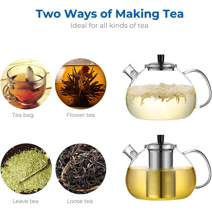 Мл Чайник зі срібного скла Боросилікатна скляна чайниця зі знімним ситечком з нержавіючої сталі 18/8 нержавіюча термостійка для чо