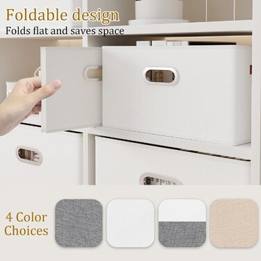 Тканинна коробка для зберігання Yawinhe з 3 предметів, складні кошики для зберігання з ручками, що праються, для спальні, зберігання одягу, 33x23x20 см, білий, SNK030WXS 33x23x20 см білий