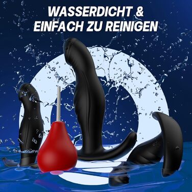 Набір анальних пробок Tagnaff 4 в 1 з анальною клізмою, M–XL, силікон